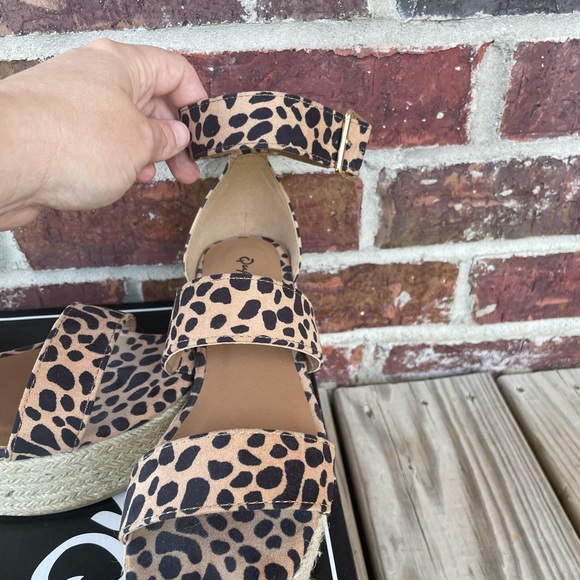 Ladies Qupid Big Bang Tan Leopard Print Platform Sandals With Box Size 6 - Picture 5 of 13